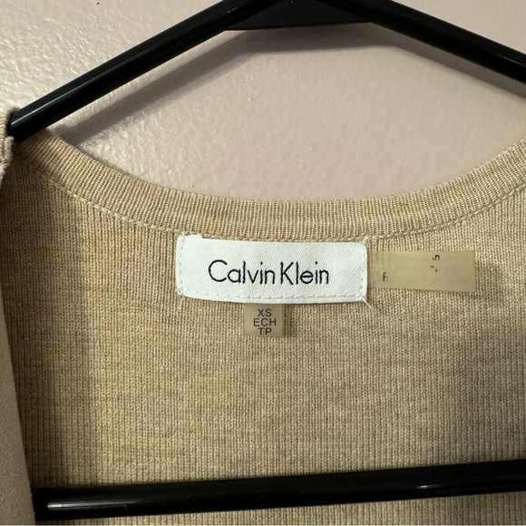 Calvin Klein Drape Open Front Beige Cardigan Vest Womens  Size XS - Picture 4 of 6